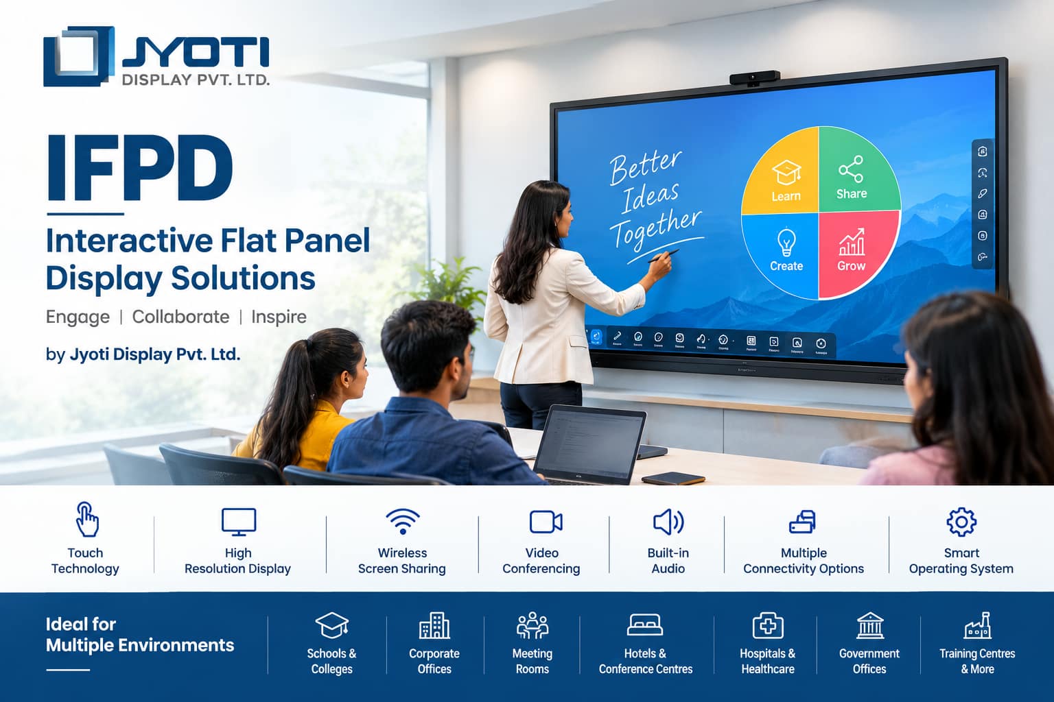 Read more about the article IFPD – Interactive Flat Panel Display Solutions by Jyoti Display Pvt. Ltd.