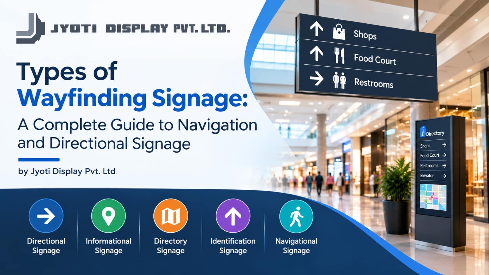 Types of Wayfinding Signage: A Complete Guide to Navigation and Directional Signage by Jyoti Display Pvt. Ltd. using given logo